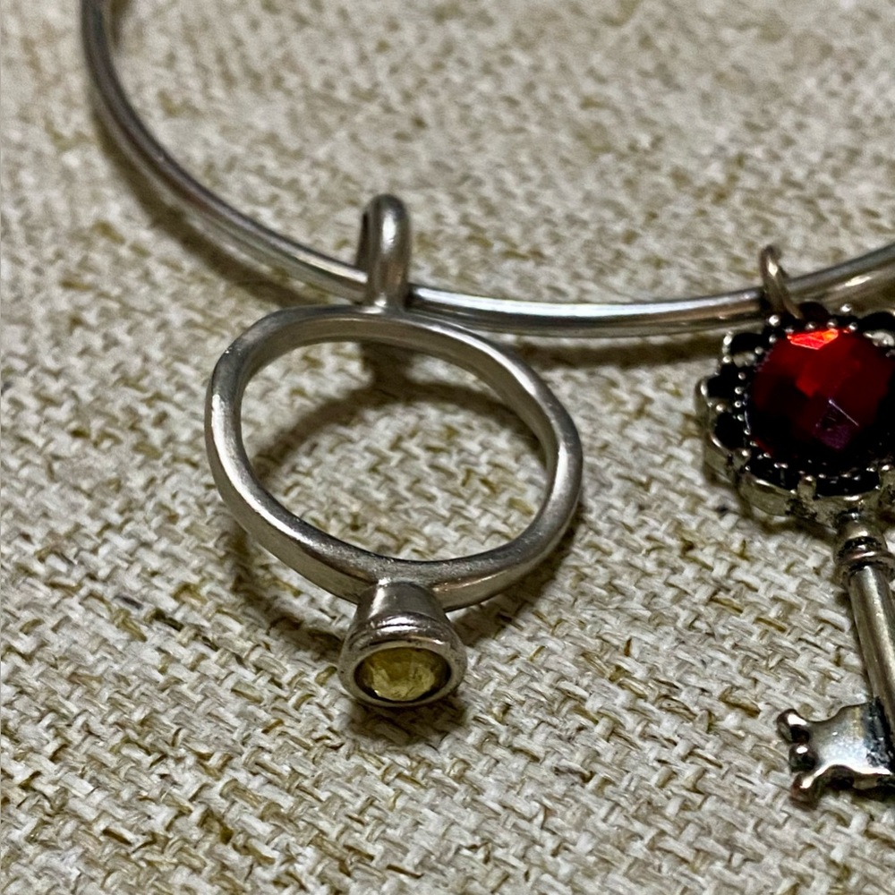Silver Charm Bracelet with Red and Gold Accents - Picture 3 of 10